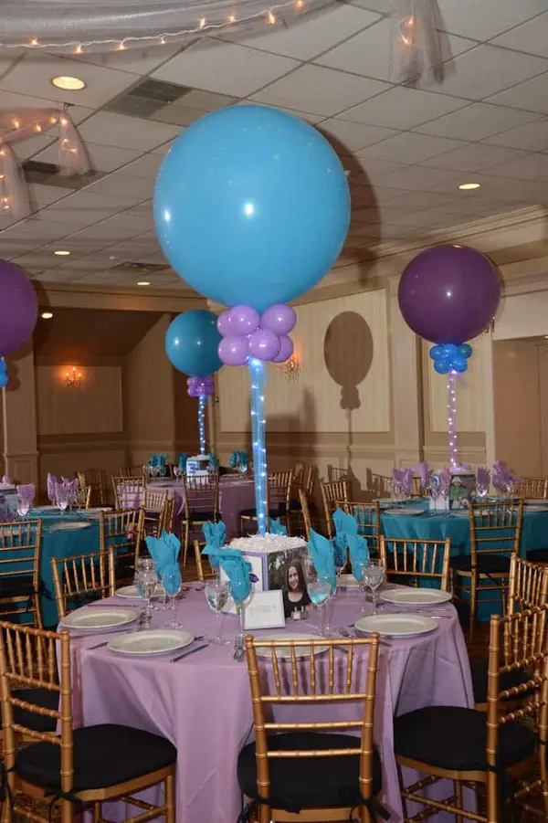 Turquoise & Lavender Photo Cube Centerpiece