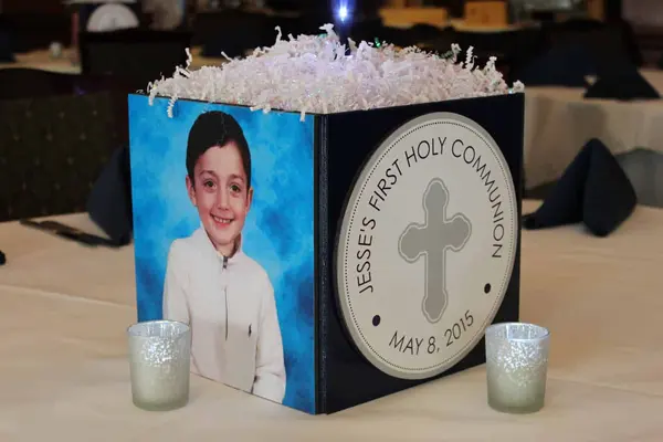 Communion Photo Cube Centerpiece