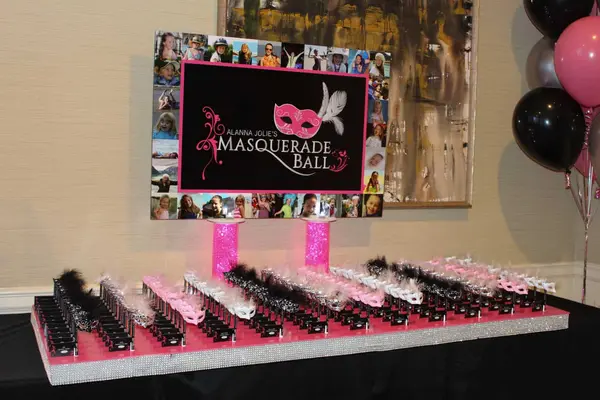 Masquerade Themed Seating Card Display