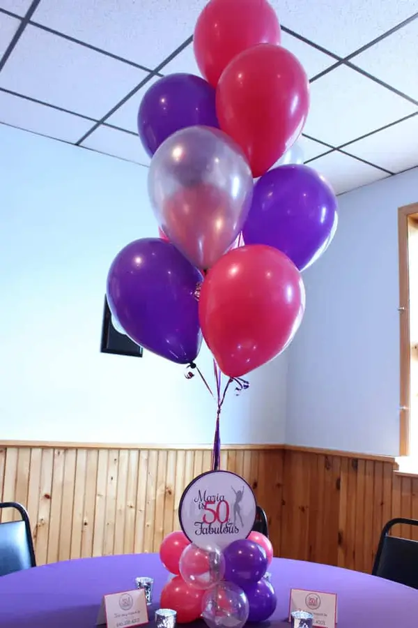 Pink and Purple Balloon Centerpiece