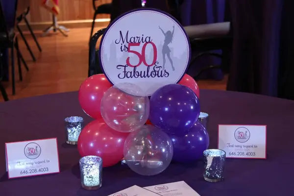 Pink and Purple Balloon Centerpiece