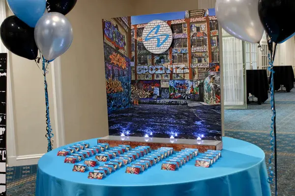Graffiti Themed Seating Card Display