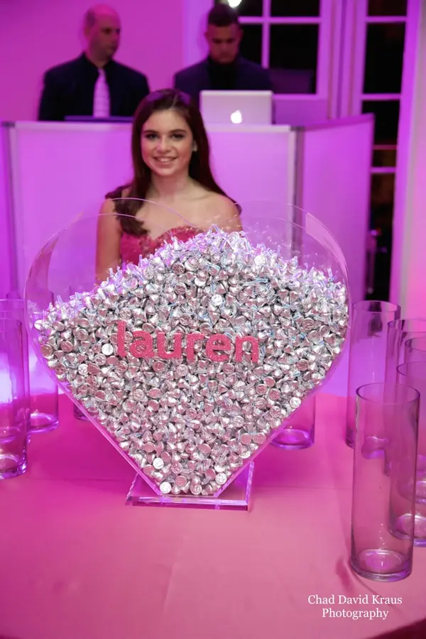 Lucite Heart and Hershey Kisses Display
