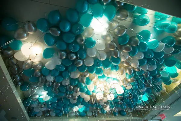 Turquoise and Silver Ceiling Balloons