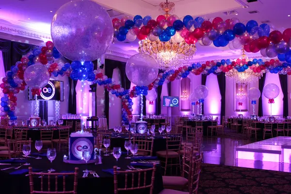 Blue and Pink Balloon Wrap with Lights