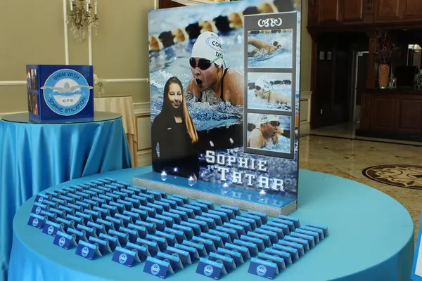 Swim Themed Seating Card Display