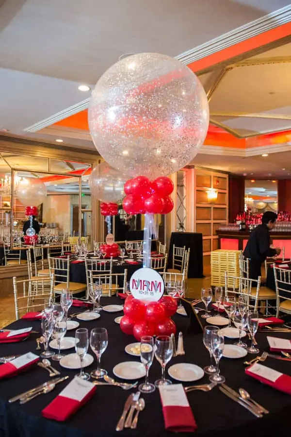 Red and Silver Balloon Centerpiece