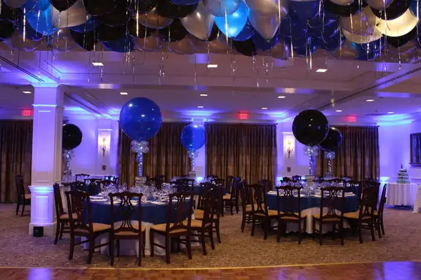 Blue and Black Balloon Centerpieces
