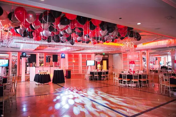 Red, Black and Silver Ceiling Balloons