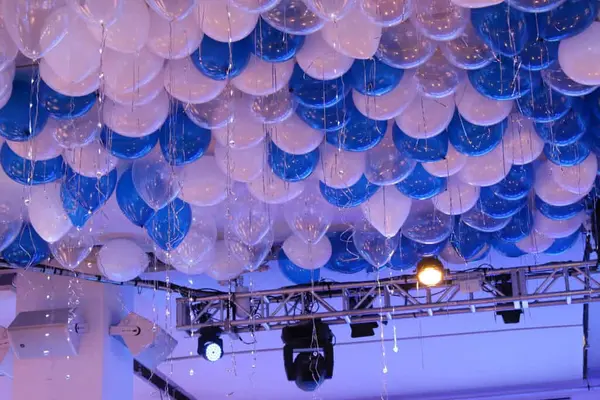 Blue and White Ceiling Balloons