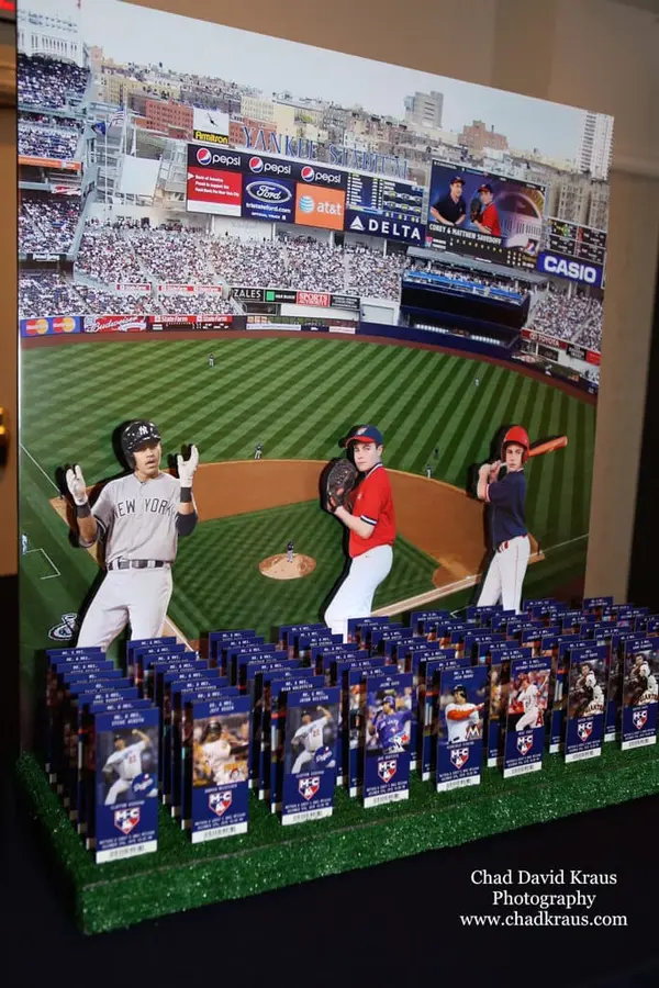 Baseball Themed Seating Card Display