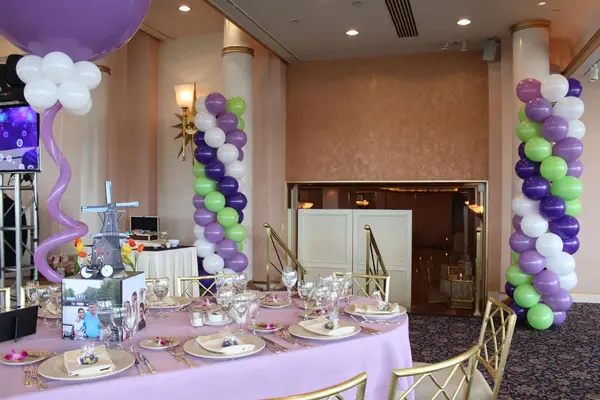 Purple & Lime Balloon Columns
