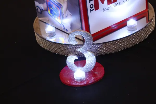 Glittered Number Table Sign