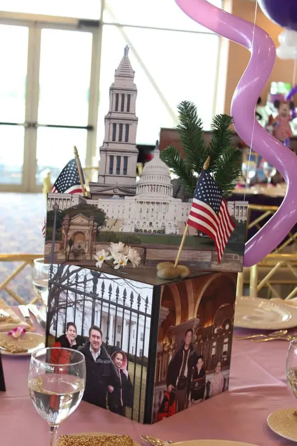 Travel Themed Photo Cube Centerpiece