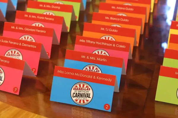 Carnival Themed Place Cards
