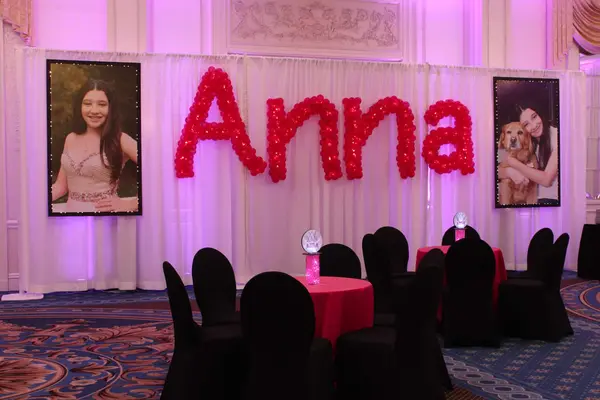 Hot Pink Sculpture Name in Balloons