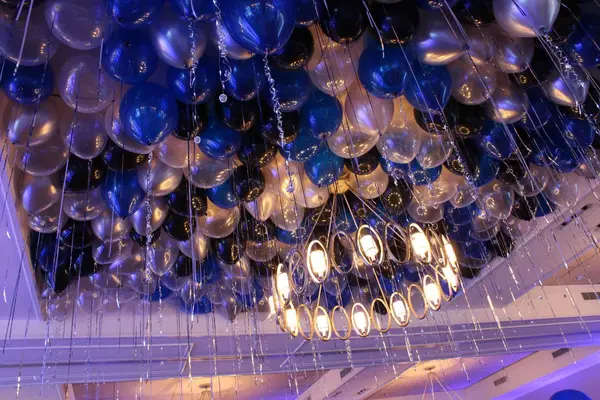 Blue, Black and Silver Ceiling Balloons
