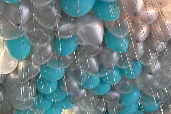 Turquoise and Silver Ceiling Balloons