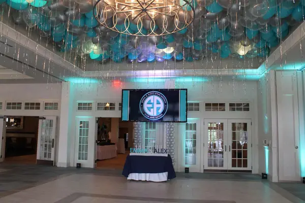 Turquoise and Silver Ceiling Balloons