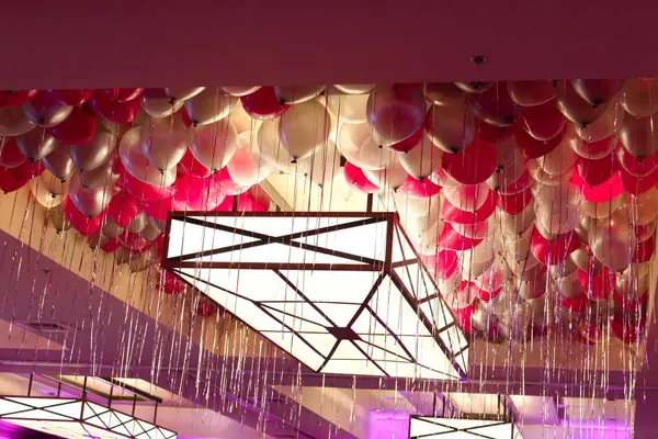 Hot Pink and Silver Ceiling Balloons