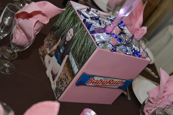 Chocolate Themed Photo Cube Centerpiece