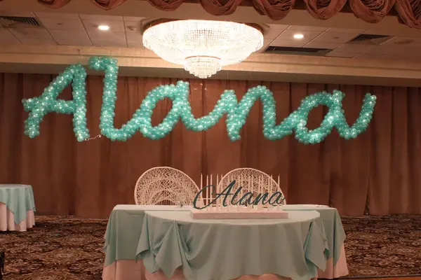 Pearl Mint Name in Balloons Sculpture