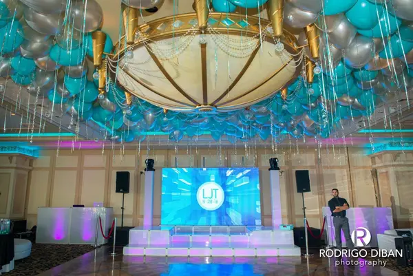 Turquoise and Silver Ceiling Balloons