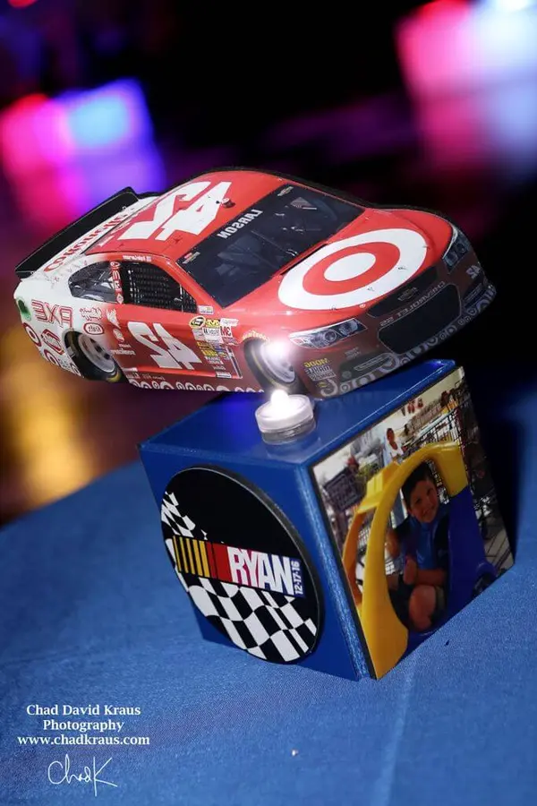 Nascar Themed Mini Cube Centerpiece