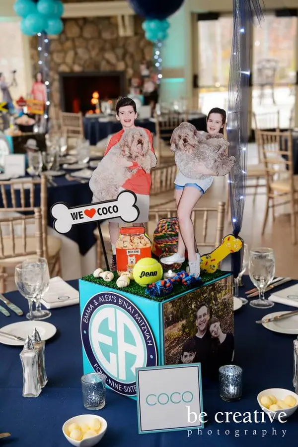 Dog Themed Bnai Mitzvah Centerpiece