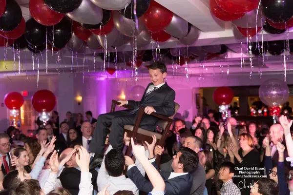 Red, Black and Silver Ceiling Balloons