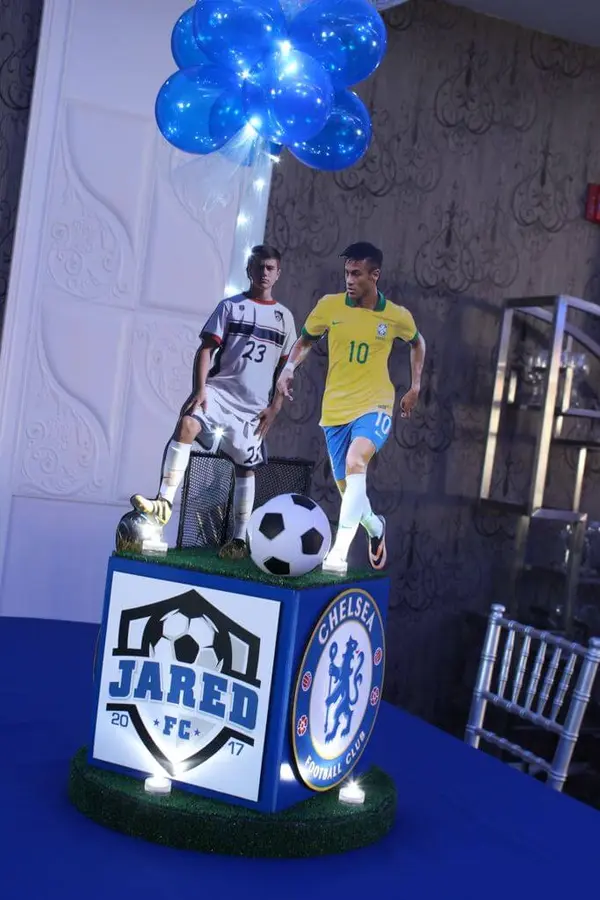 Soccer Themed Cube Centerpiece