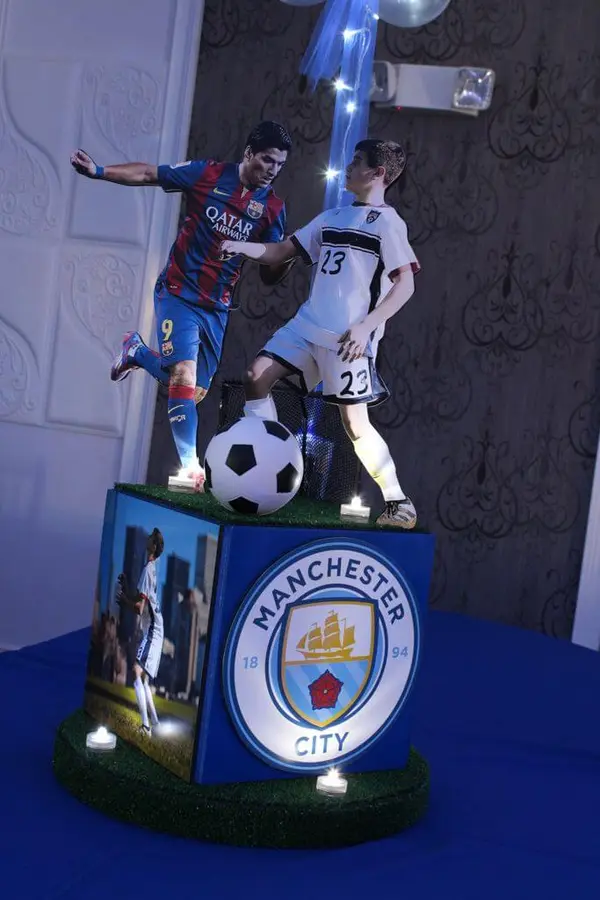 Soccer Themed Cube Centerpiece