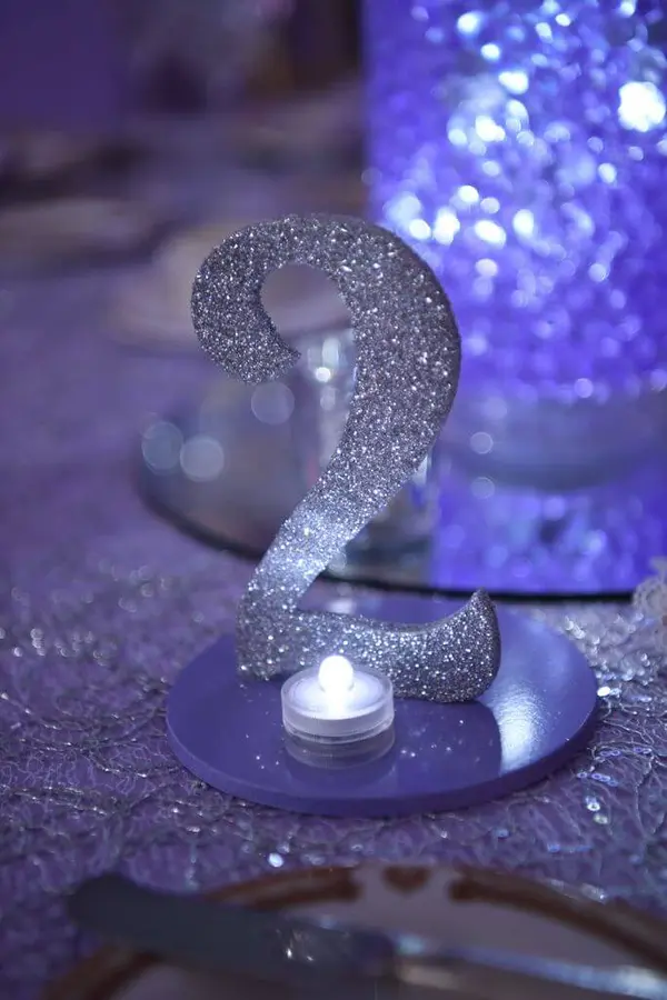 Glittered LED Table Number