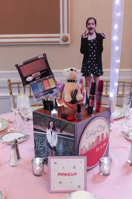 Makeup Themed Photo Cube Centerpiece