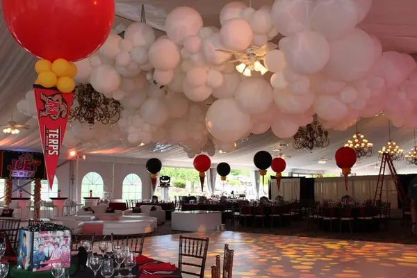 White Balloon Sculpture over Dance Floor