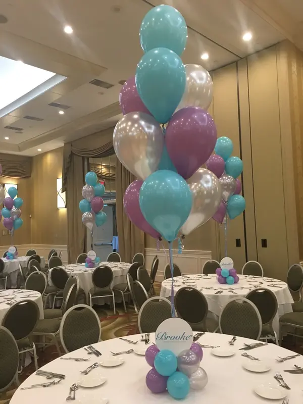Turquoise & Lavender Balloon Centerpiece