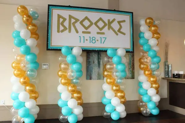 Gold & Turquoise Balloon Columns