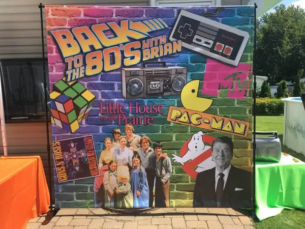 80's Themed Photo Booth Backdrop