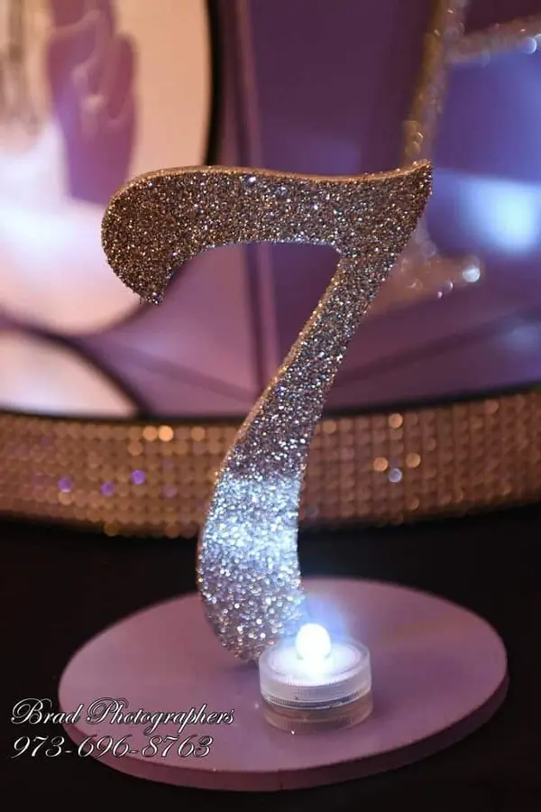 Glittered LED Table Number