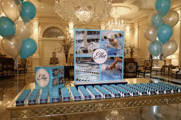 Swim Themed Seating Card Display