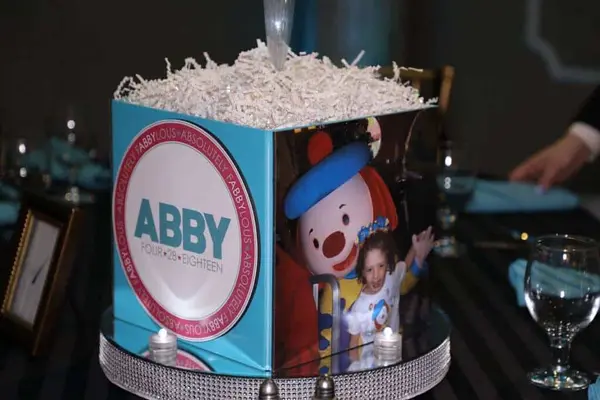 Bat Mitzvah Photo Cube Centerpiece