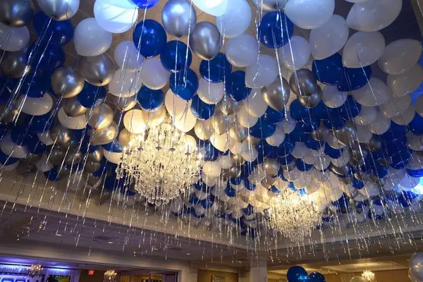 Blue and White Ceiling Balloons