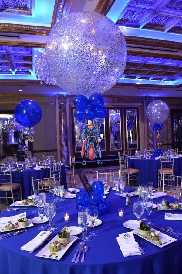 Comic Book Themed Balloon Centerpiece