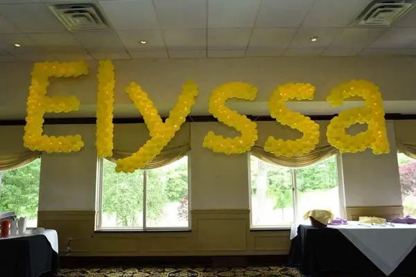 Yellow Name in Balloons Sculpture