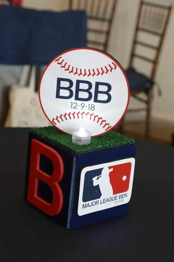 Baseball Themed Lounge Centerpiece