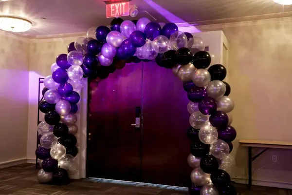 Purple, Silver & Black Balloon Arch