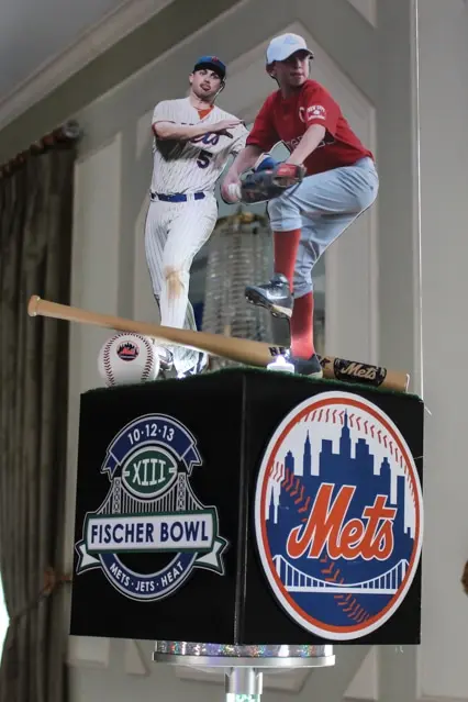 Mets Themed Photo Cube Centerpiece