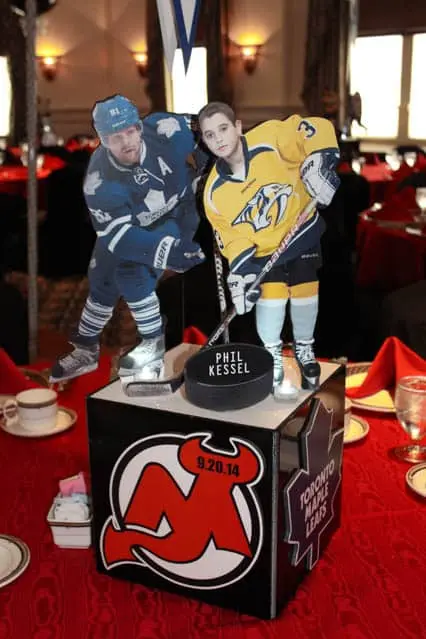 Hockey Themed Photo Cube Centerpiece