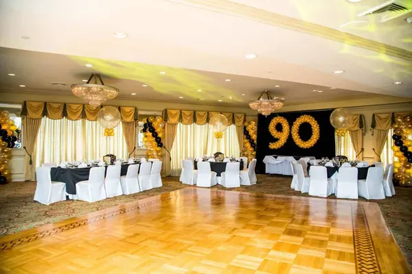 Gold & Black Balloon Columns