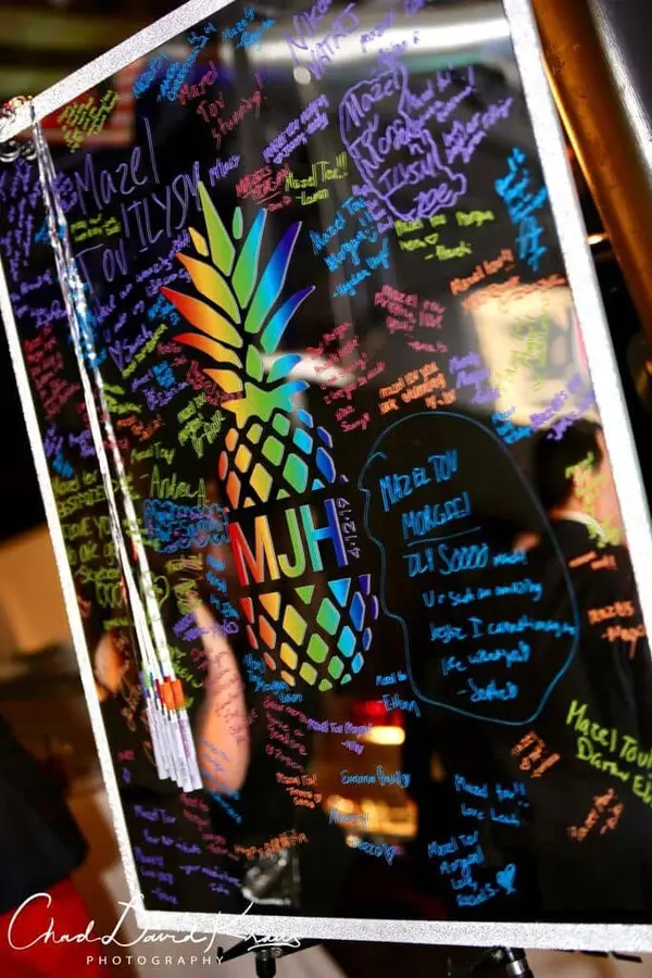 Neon Bat Mitzvah Mirror Sign in Board